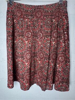 Caslon‎ Cotton Lined Skirt Printed Red Medallion A-Line Skirt Sequence  10